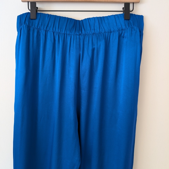 J. Crew Womens 14 Blue Satin Wide Leg Pull On Pants NWT Preppy Vacation Resort - Picture 6 of 8